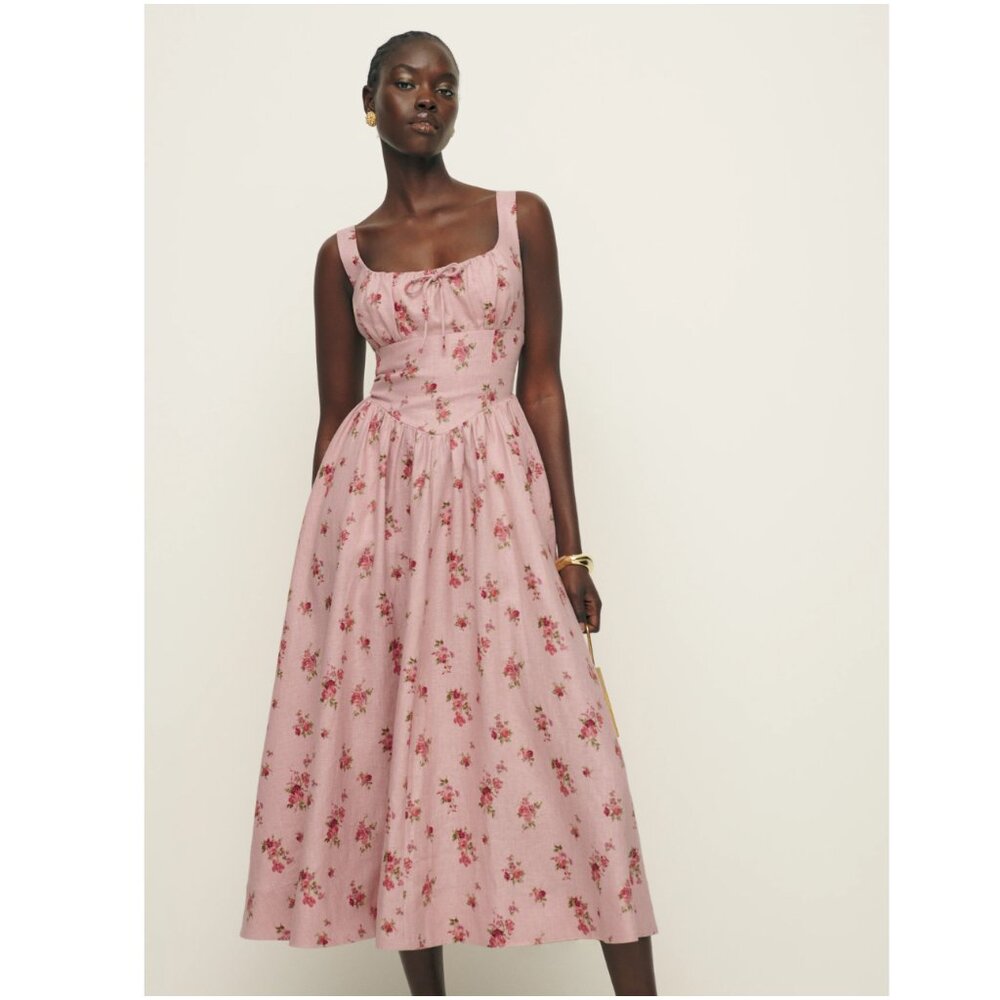 Reformation Pink Floral Midi Dress